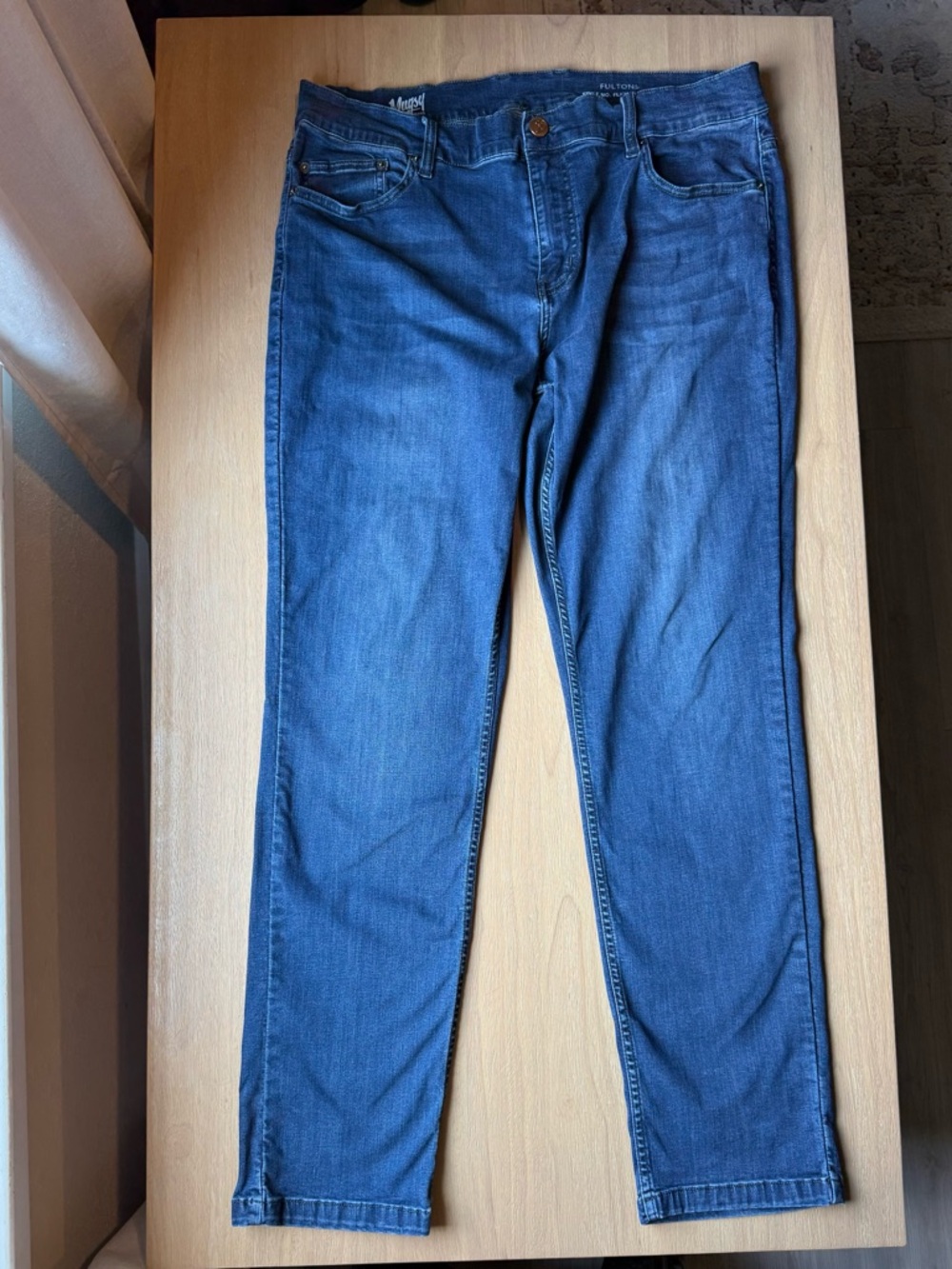 Mugsy Jeans Men 38x32 Blue Fultons Stretch Medium Wash Comfort Fit Denim